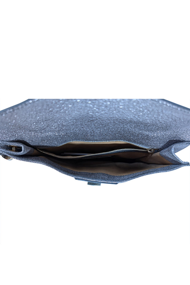 Jimmy Choo - Silver Metallic Pebbled Leather Wristlet Clutch