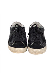 Golden Goose - Black Leather "Super Star" Sneakers w/ Glitter Heel Sz 5 - Current Boutique