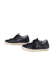 Golden Goose - Black Leather "Super Star" Sneakers w/ Glitter Heel Sz 5 - Current Boutique