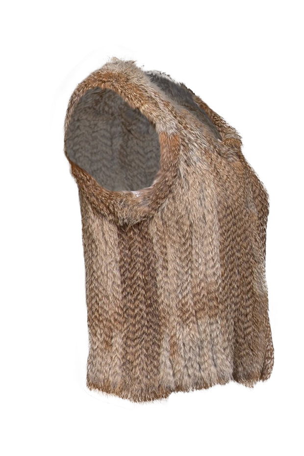 525 America - Light Brown Rabbit Fur Cropped Vest Sz M - Current Boutique