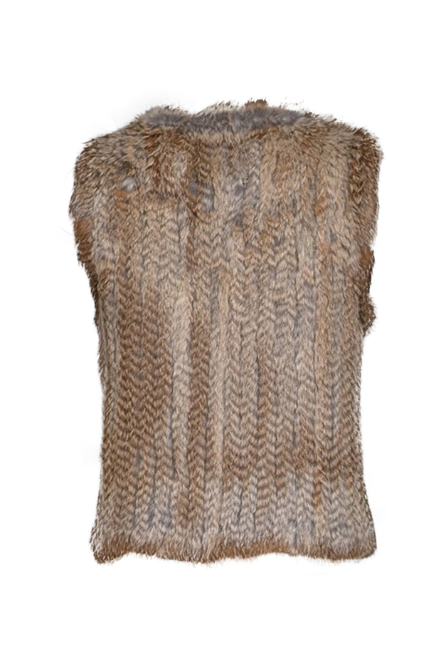 525 America - Light Brown Rabbit Fur Cropped Vest Sz M - Current Boutique