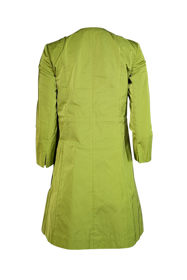 Lafayette 148 - Lime Green Satin Zip-Up Long Jacket Sz 2 - Current Boutique