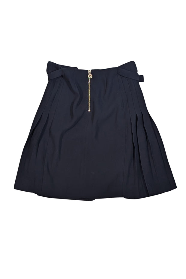 Versace - Black & Gold Studded Side Pleated Skirt Sz 2 - Current Boutique