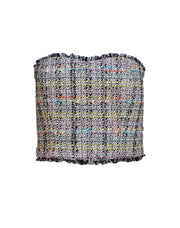 Generation Love - Black & Multi Color Tweed Strapless Bustier "Shay" Top Sz S