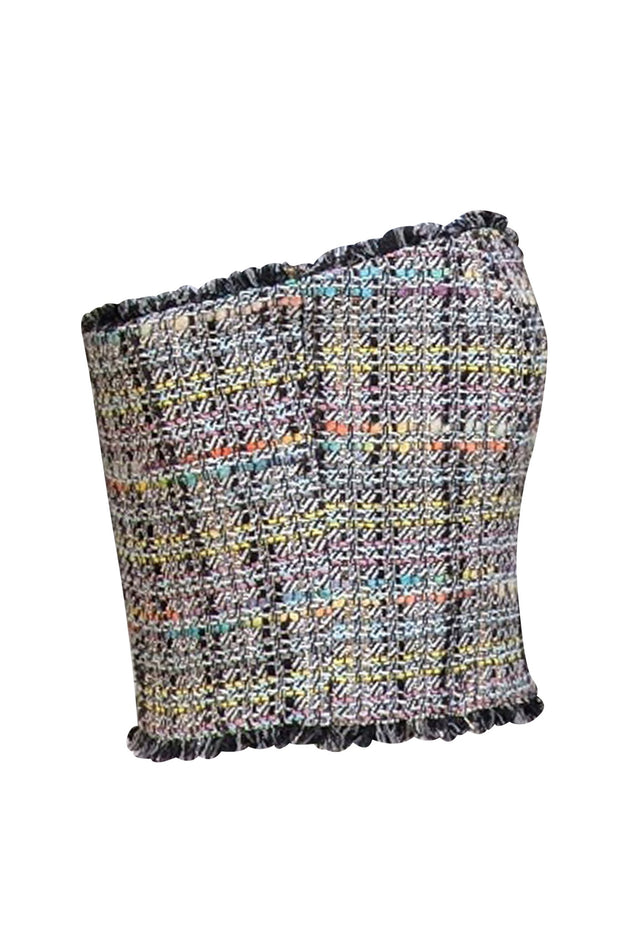 Generation Love - Black & Multi Color Tweed Strapless Bustier "Shay" Top Sz S
