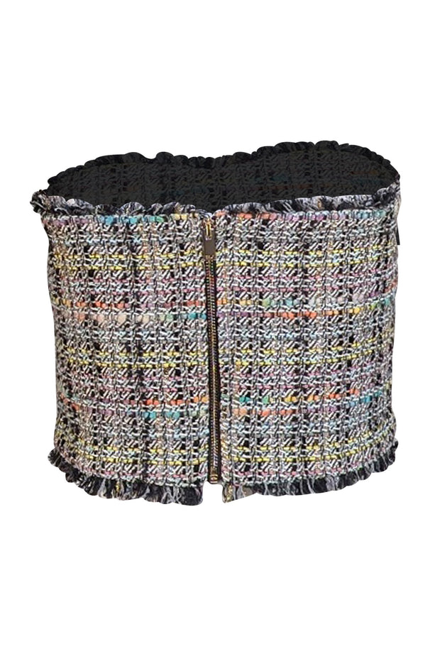 Generation Love - Black & Multi Color Tweed Strapless Bustier "Shay" Top Sz S