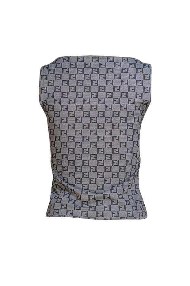 Fendi - Grey Monogram Print Tank Top Sz 4 - Current Boutique