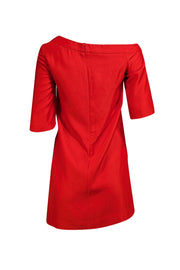 Karta - Red Short Sleeve Beaded Shift Dress Sz S - Current Boutique