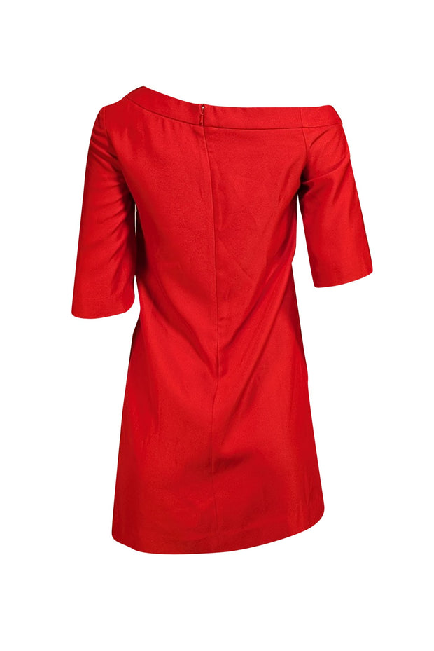 Karta - Red Short Sleeve Beaded Shift Dress Sz S - Current Boutique