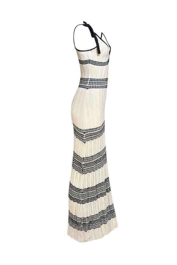 Ramy Brook - Ivory & Black Crochet Knit Sleeveless Maxi Dress Sz S - Current Boutique