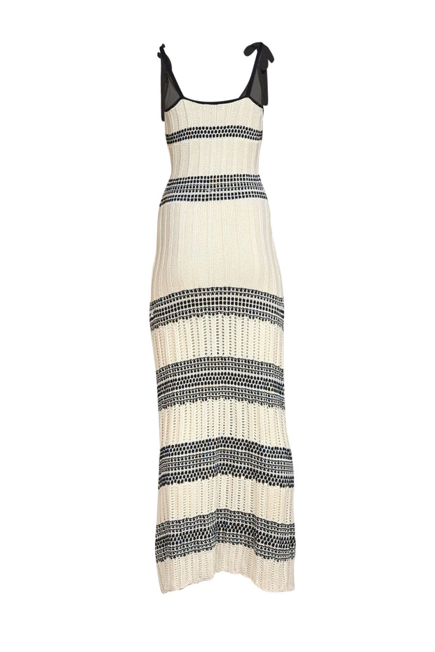Ramy Brook - Ivory & Black Crochet Knit Sleeveless Maxi Dress Sz S - Current Boutique