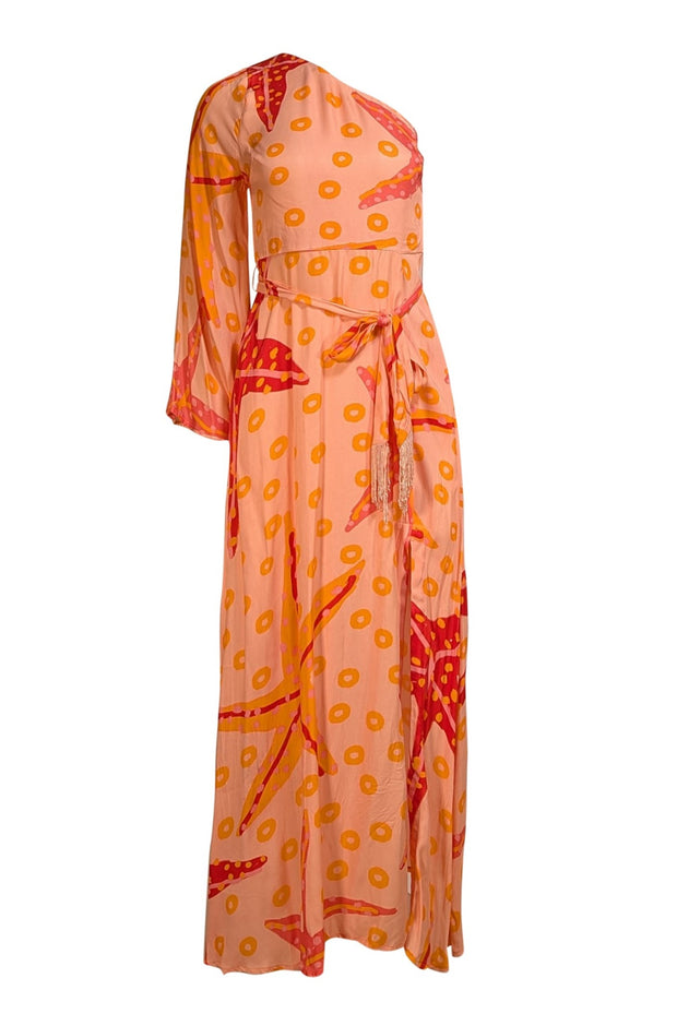 Farm Rio - Peach, Orange, & Coral Print One Shoulder Dress Sz XS - Current Boutique
