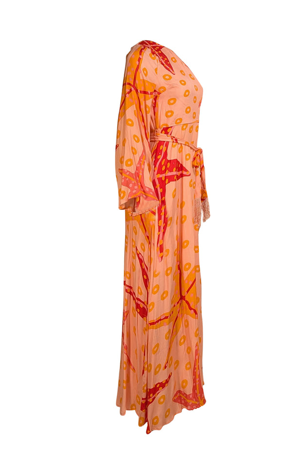 Farm Rio - Peach, Orange, & Coral Print One Shoulder Dress Sz XS - Current Boutique