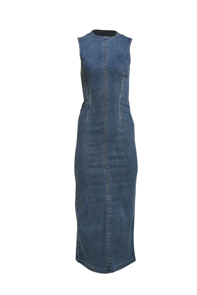 Reformation - Blue Medium Wash Denim Kendi Maxi Dress Sz 2 - Current Boutique