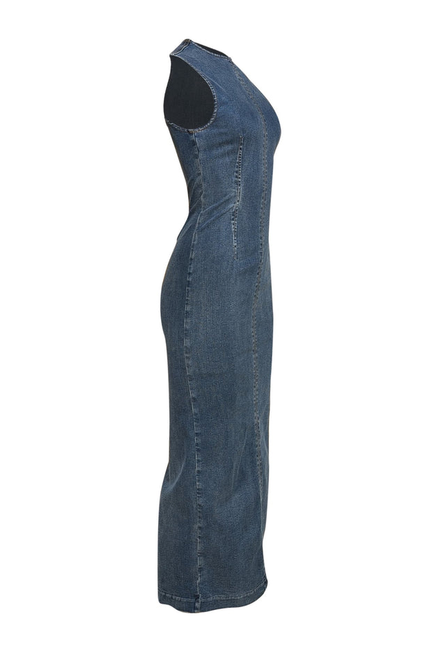 Reformation - Blue Medium Wash Denim Kendi Maxi Dress Sz 2 - Current Boutique