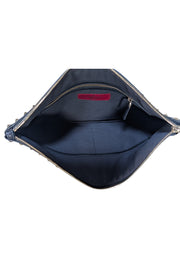 Valentino - Black Leather Gold Studded Trim Clutch Pouch - Current Boutique