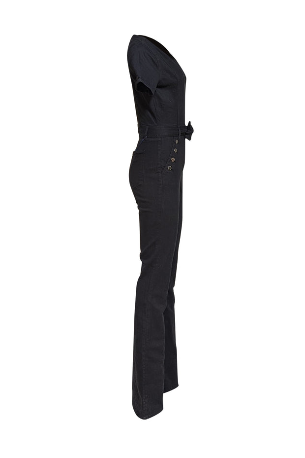 Ramy Brook - Black Denim Short Sleeve Jumpsuit Sz 2 - Current Boutique