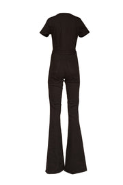 Ramy Brook - Black Denim Short Sleeve Jumpsuit Sz 2 - Current Boutique