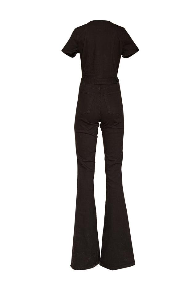Ramy Brook - Black Denim Short Sleeve Jumpsuit Sz 2 - Current Boutique