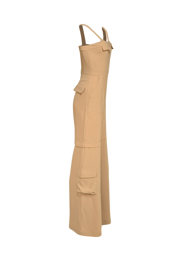 Amanda Uprichard - Beige "Frida" Sleeveless Jumpsuit Sz S - Current Boutique