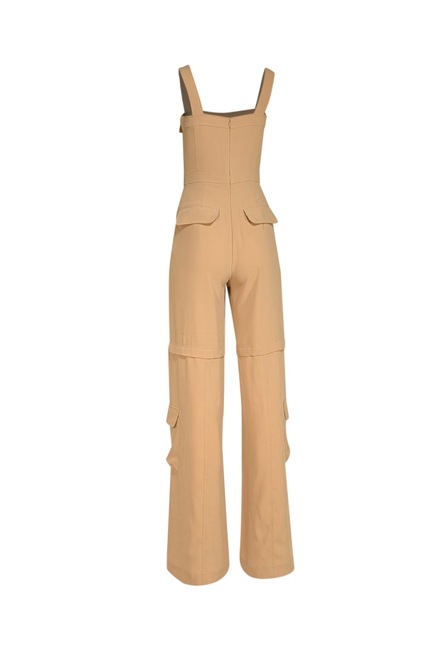 Amanda Uprichard - Beige "Frida" Sleeveless Jumpsuit Sz S - Current Boutique
