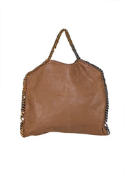 Stella McCartney - Tan Faux Suede Falabella Bag w/ Gold & Silver Chain Strap Detail - Current Boutique
