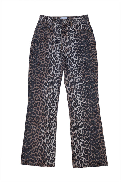 Ganni - Tan & Black Leopard Print "Betzy" Cropped Jeans Sz 4 - Current Boutique