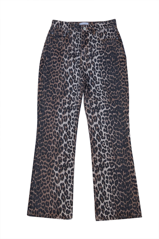 Ganni - Tan & Black Leopard Print "Betzy" Cropped Jeans Sz 4 - Current Boutique