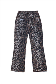 Ganni - Tan & Black Leopard Print "Betzy" Cropped Jeans Sz 4 - Current Boutique