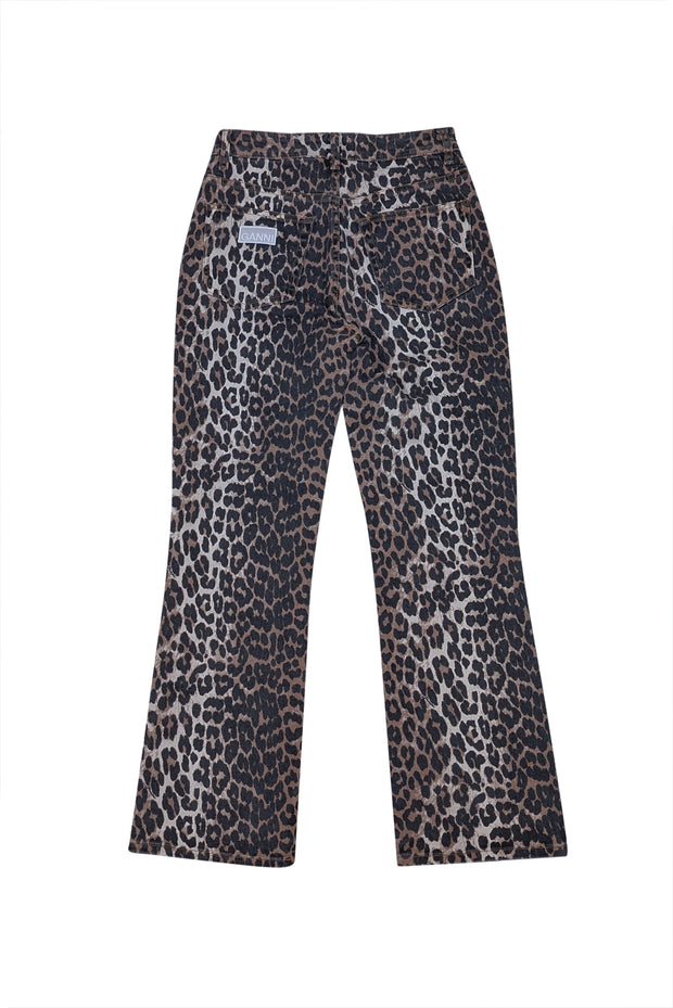 Ganni - Tan & Black Leopard Print "Betzy" Cropped Jeans Sz 4 - Current Boutique