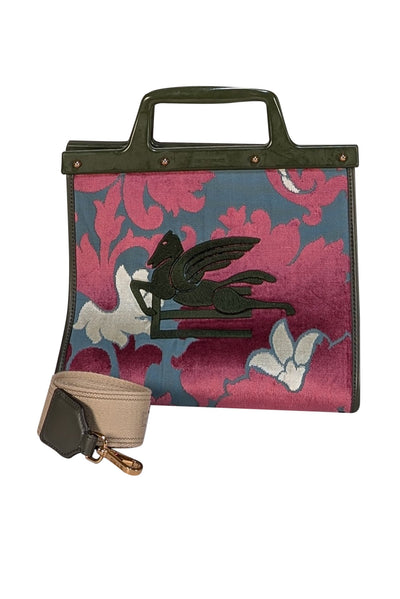 Etro - Teal Green & Magenta Print Satchel Bag - Current Boutique
