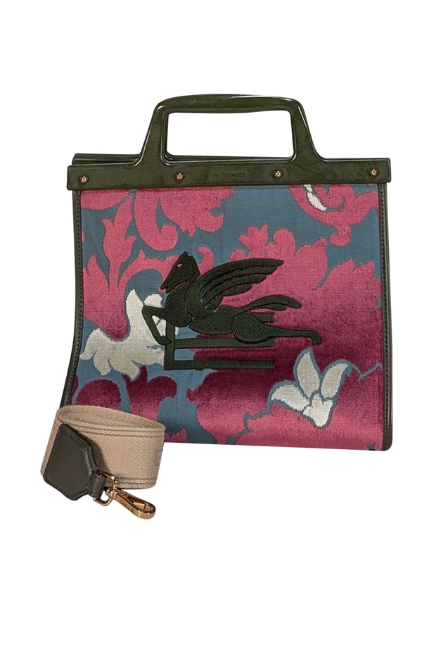 Etro - Teal Green & Magenta Print Satchel Bag - Current Boutique