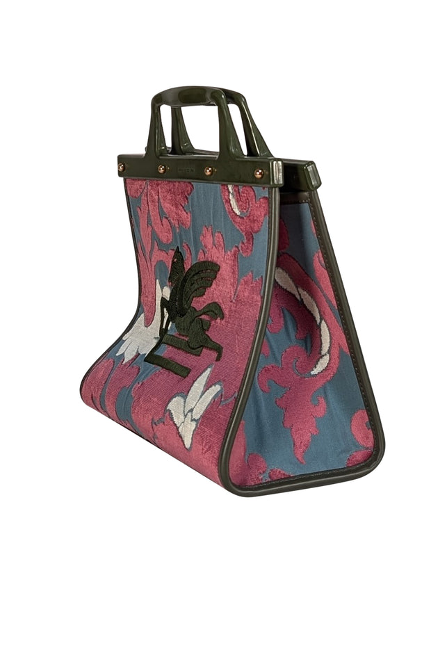 Etro - Teal Green & Magenta Print Satchel Bag - Current Boutique