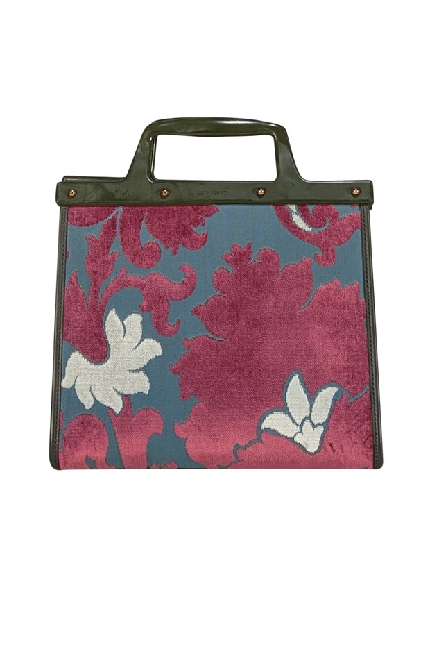 Etro - Teal Green & Magenta Print Satchel Bag - Current Boutique