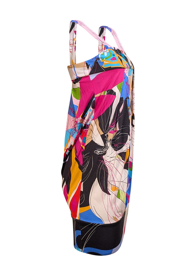 Diane von Furstenberg - White, Pink, & Multi Color Print Sleeveless Dress Sz 4 - Current Boutique