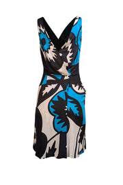 Diane von Furstenberg - Black, Blue, & White Print Silk Blend Dress Sz 2