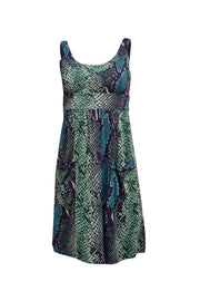 Diane von Furstenberg - Green & Navy Snake Skin Print Sz 2 - Current Boutique
