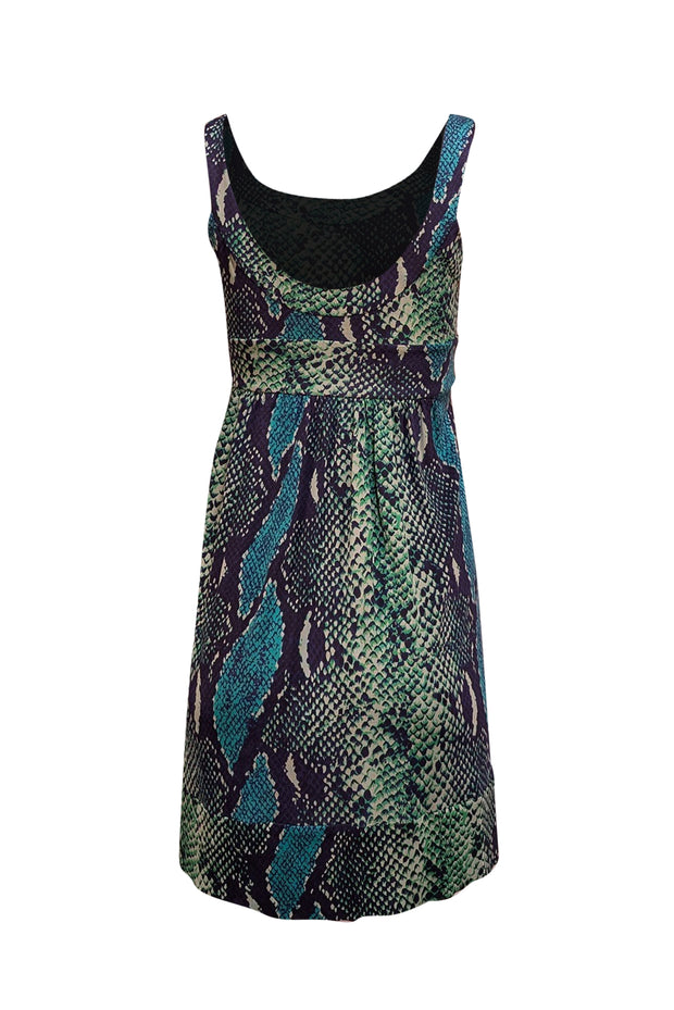 Diane von Furstenberg - Green & Navy Snake Skin Print Sz 2 - Current Boutique