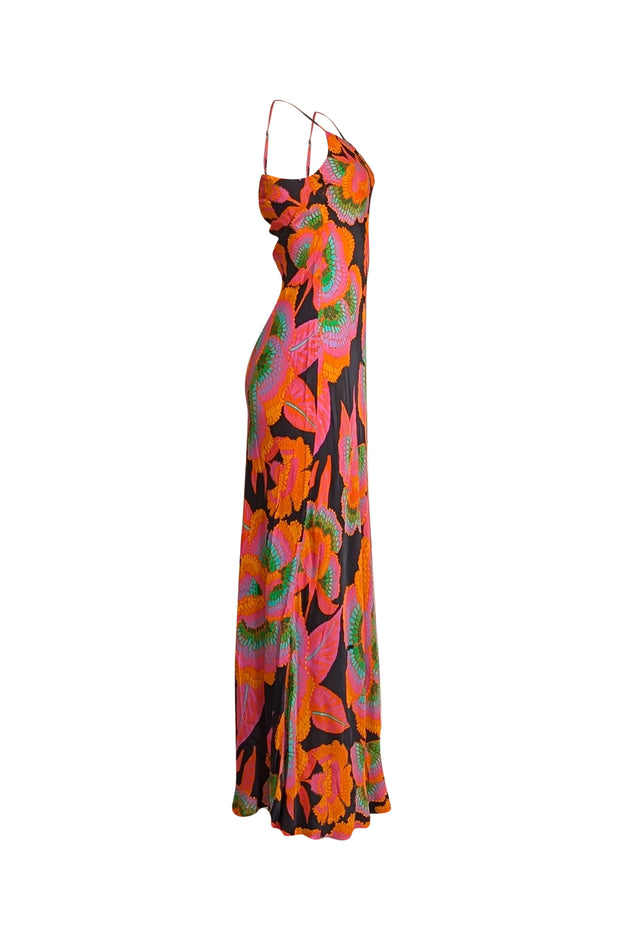 Farm Rio - Orange, Black, Pink, & Green Print Slip Maxi Dress Sz XS - Current Boutique