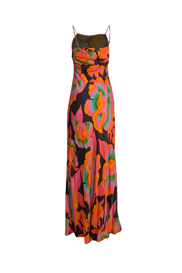 Farm Rio - Orange, Black, Pink, & Green Print Slip Maxi Dress Sz XS - Current Boutique