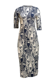Farm Rio - Cream & Black Animal Face Print Midi Dress Sz S