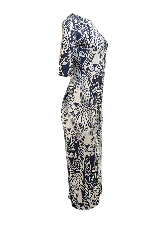 Farm Rio - Cream & Black Animal Face Print Midi Dress Sz S