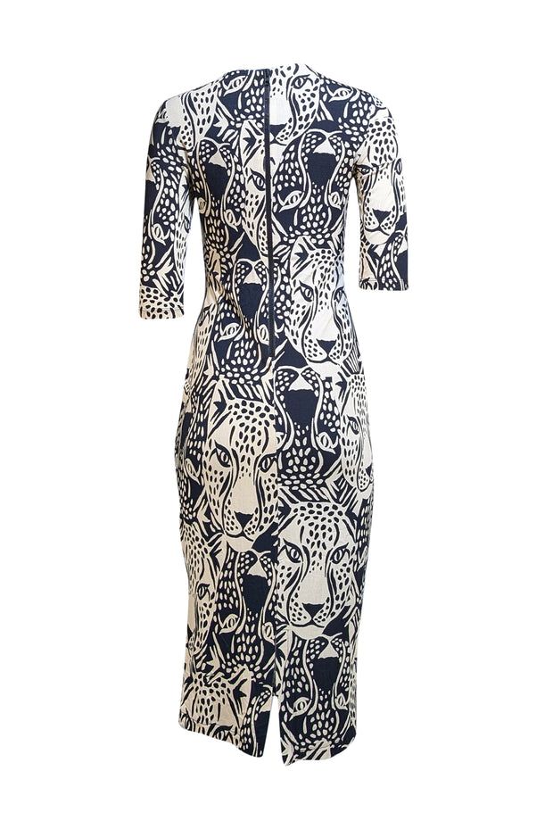 Farm Rio - Cream & Black Animal Face Print Midi Dress Sz S