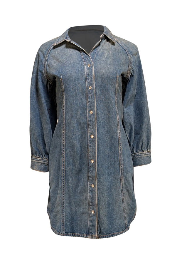 Veronica Beard - Medium Wash Blue Denim Button Front "Estee Raglan" Dress Sz S