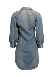 Veronica Beard - Medium Wash Blue Denim Button Front "Estee Raglan" Dress Sz S
