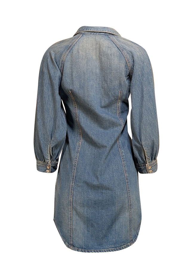 Veronica Beard - Medium Wash Blue Denim Button Front "Estee Raglan" Dress Sz S