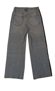 Frame - Medium Wash Blue "Le Jane" Cropped Crochet Trimmed High Rise Jeans Sz 2 - Current Boutique