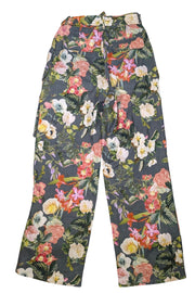 Cara Cara - Green, Cream, & Orange Floral Linen Pants Sz S