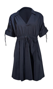 Cinq a Sept - Black Poplin Ruched Sleeve Mini Dress Sz XS - Current Boutique