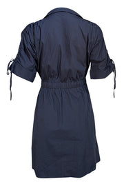 Cinq a Sept - Black Poplin Ruched Sleeve Mini Dress Sz XS - Current Boutique